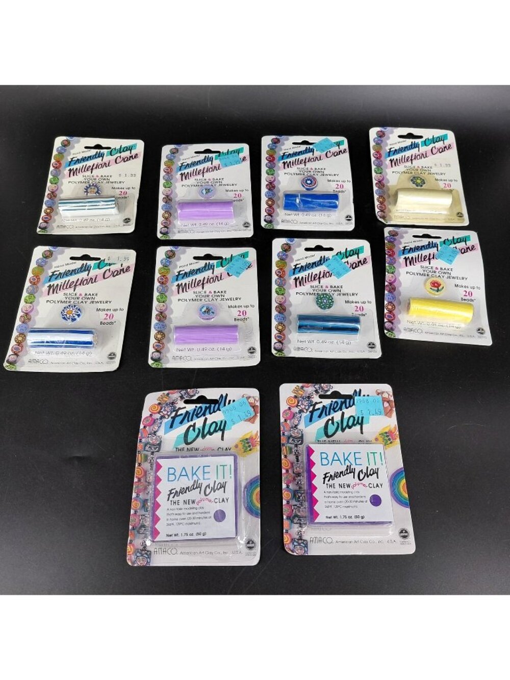 AMACO Friendly Clay Polymer Clay Millefiori Cane Lot 10 Packs USA Jewelry NEW